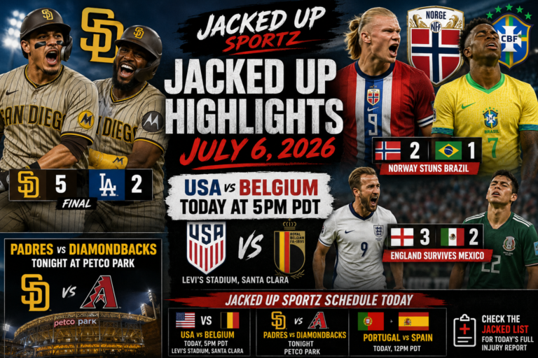 Jacked Up Highlights July 6 - USA vs Belgium World Cup matchup graphic