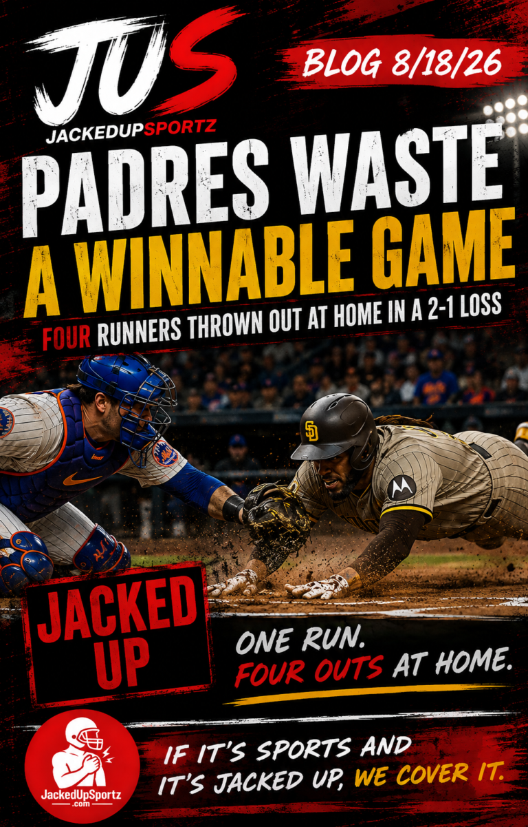 JackedUpSportz August 18, 2026 Padres and Mets game graphic